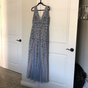 BCBG Pale Blue Appliqué Gown